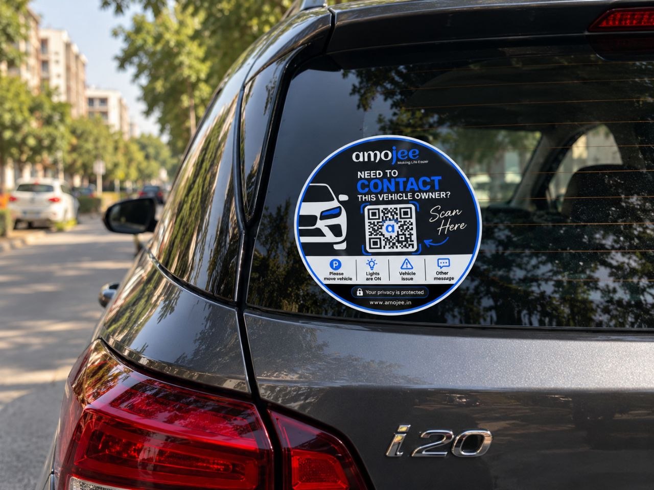 Amojee car QR tag design